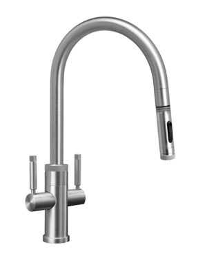 Waterstone Two handle Industrial PLP Pulldown Faucet - Toggle Sprayer - Angled Spout