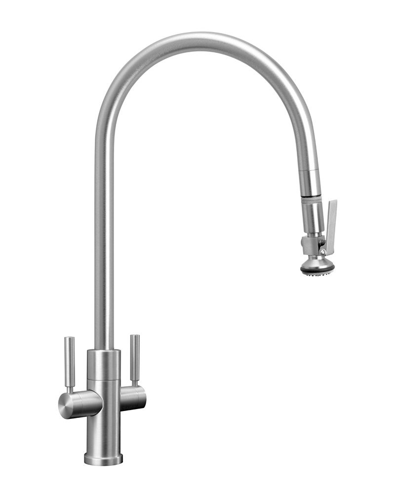 Waterstone Two Handle Modern Extended Reach PLP Pulldown Faucet - Lever Sprayer